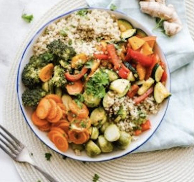 plato pasta y vegetales